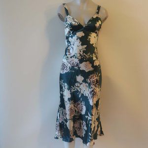 Womens Black Iris Green White Floral Sleeveless Dress 2 *